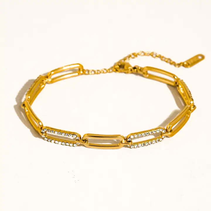 Évasion 18K Gold Non-Tarnish Glam Rhinestone Chain Bracelet