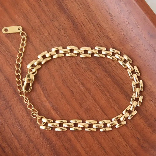 Forte 18K Gold Non-Tarnish Flat Chain Bracelet