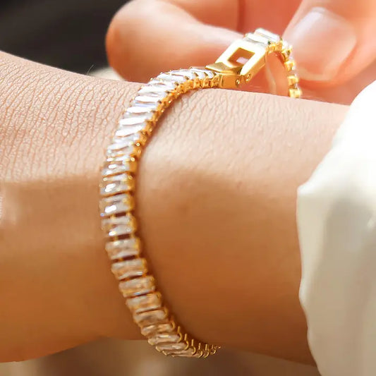 Rhodes 18K Gold Non-Tarnish Glam Cz Bracelet