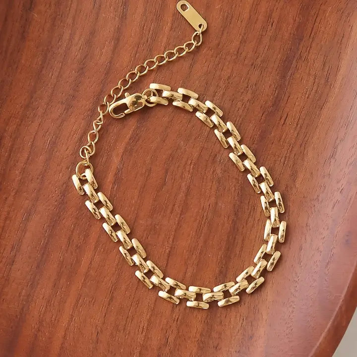 Forte 18K Gold Non-Tarnish Flat Chain Bracelet