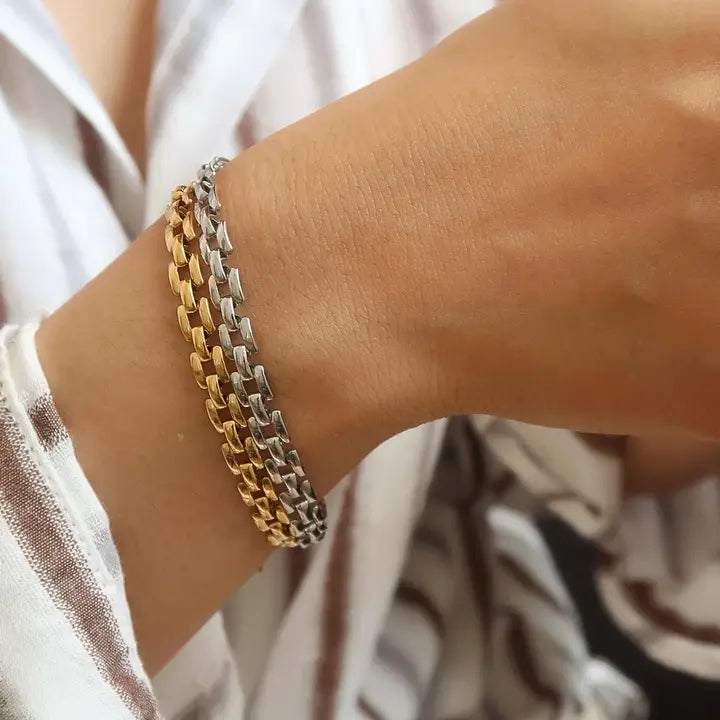 Forte 18K Gold Non-Tarnish Flat Chain Bracelet