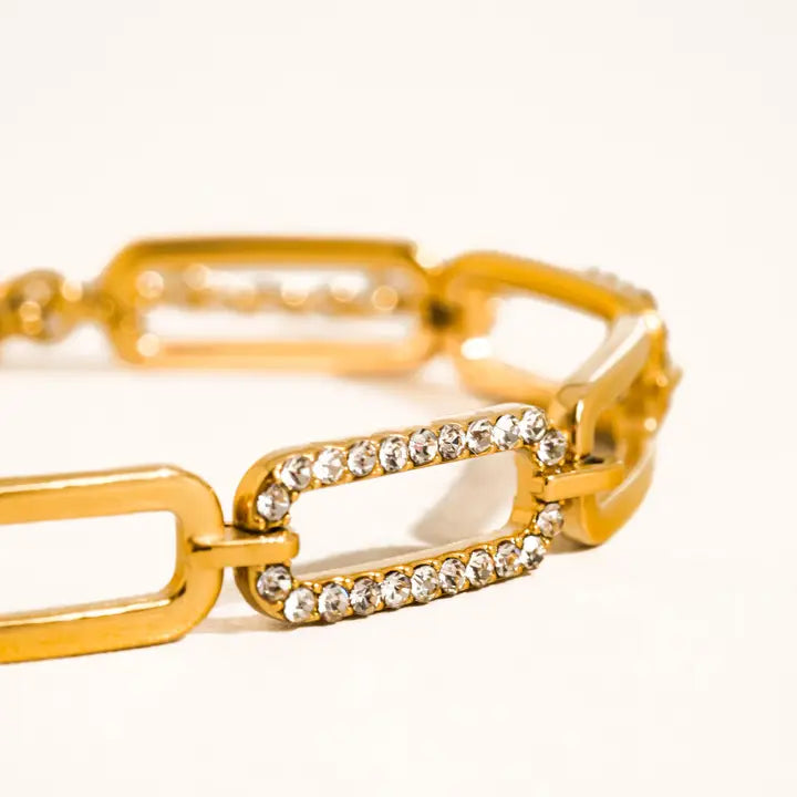 Évasion 18K Gold Non-Tarnish Glam Rhinestone Chain Bracelet