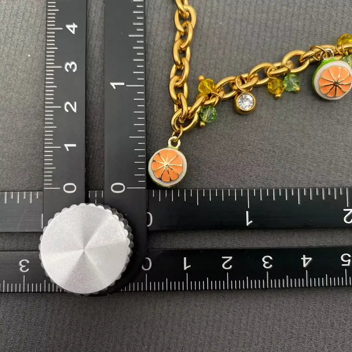 Enamel Lemon Charm 18K Gold Plated S.Steel Bracelet