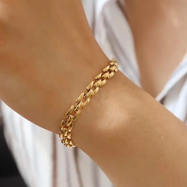 Forte 18K Gold Non-Tarnish Flat Chain Bracelet