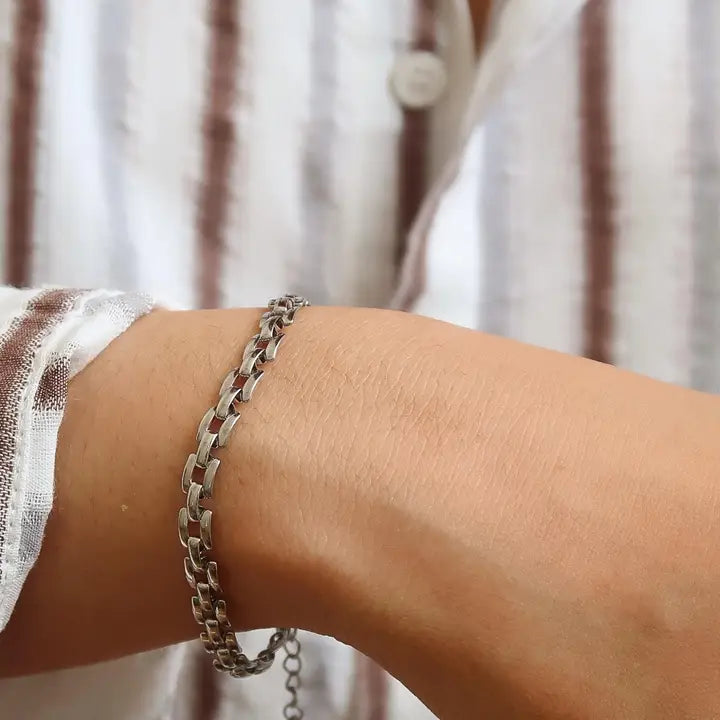 Forte 18K Gold Non-Tarnish Flat Chain Bracelet